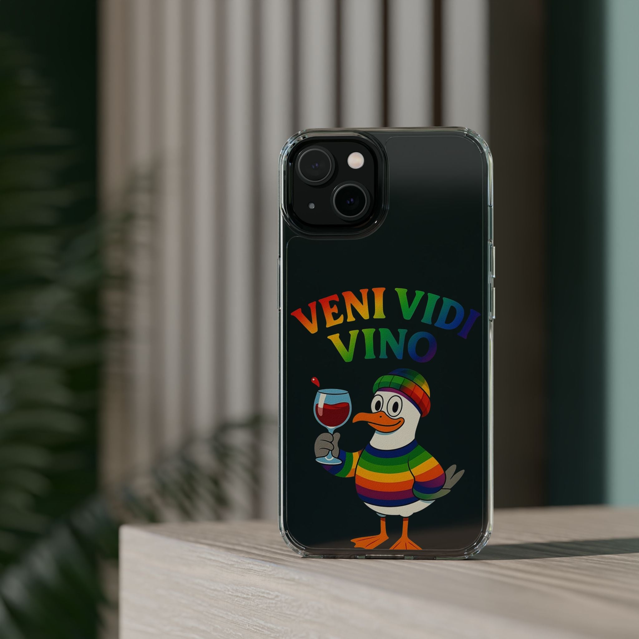 Veni vidi vino - Rainbow Duck clear Impact-Resistant Cases