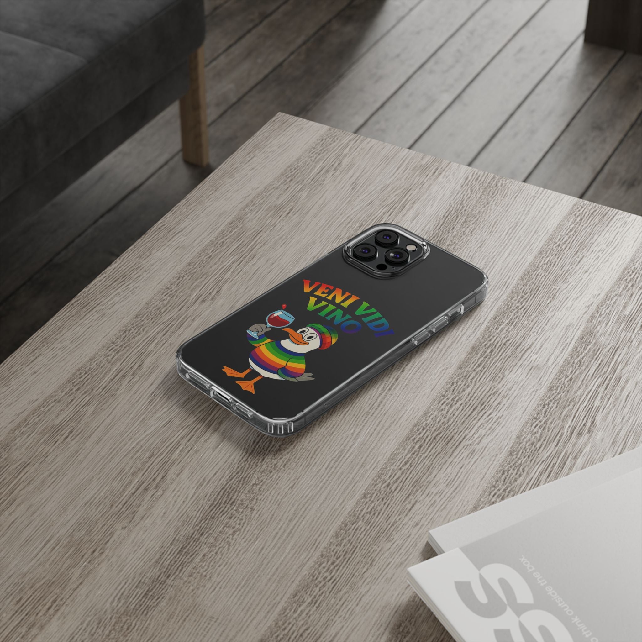 Veni vidi vino - Rainbow Duck clear Impact-Resistant Cases