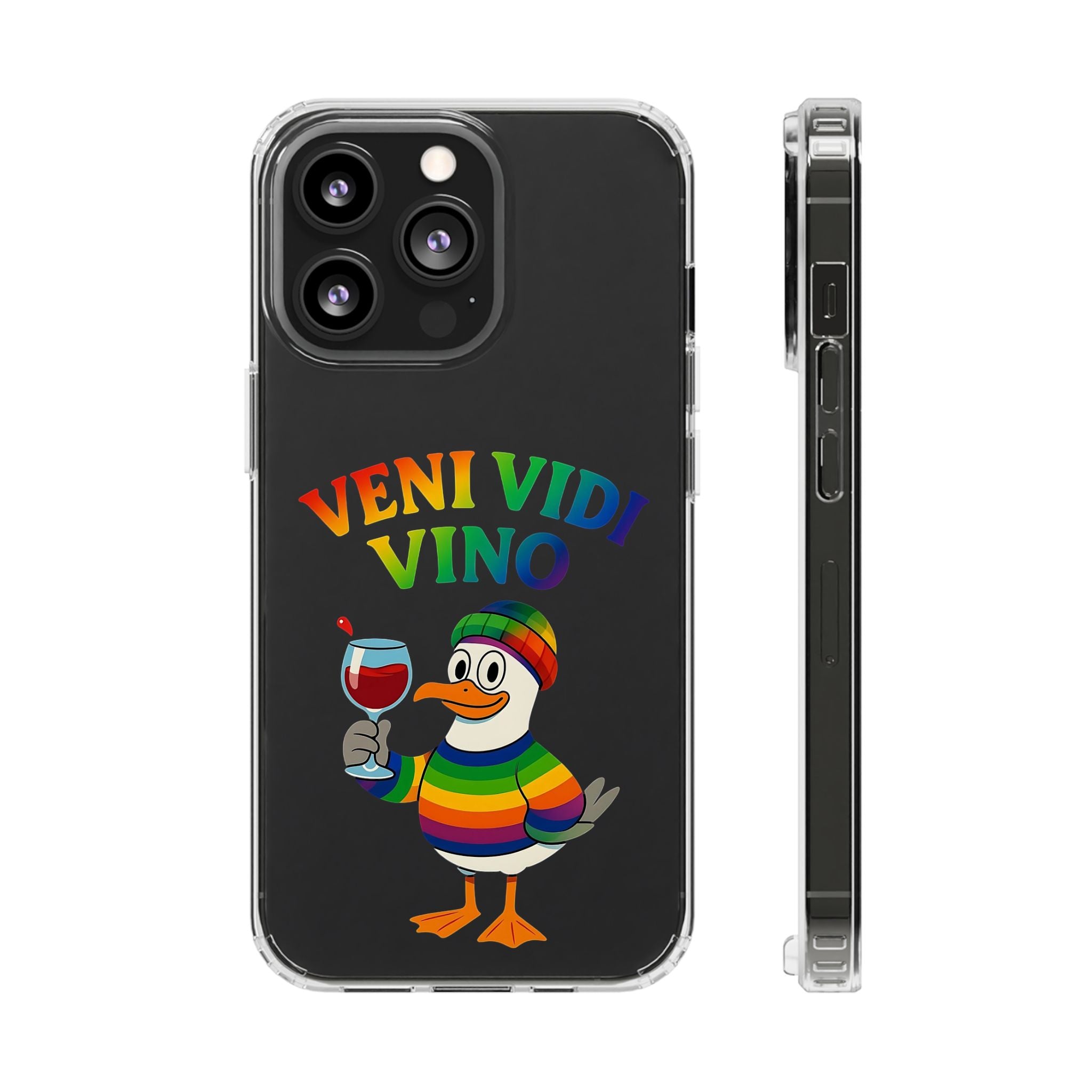 Veni vidi vino - Rainbow Duck clear Impact-Resistant Cases