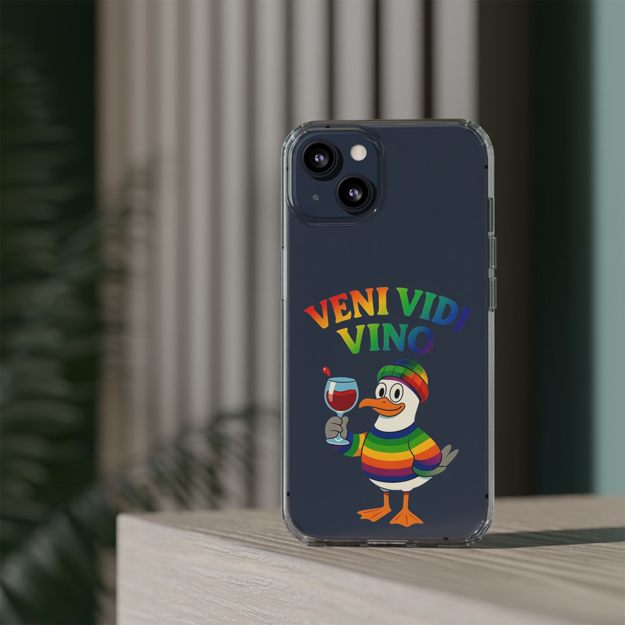 Veni vidi vino - Rainbow Duck clear Impact-Resistant Cases