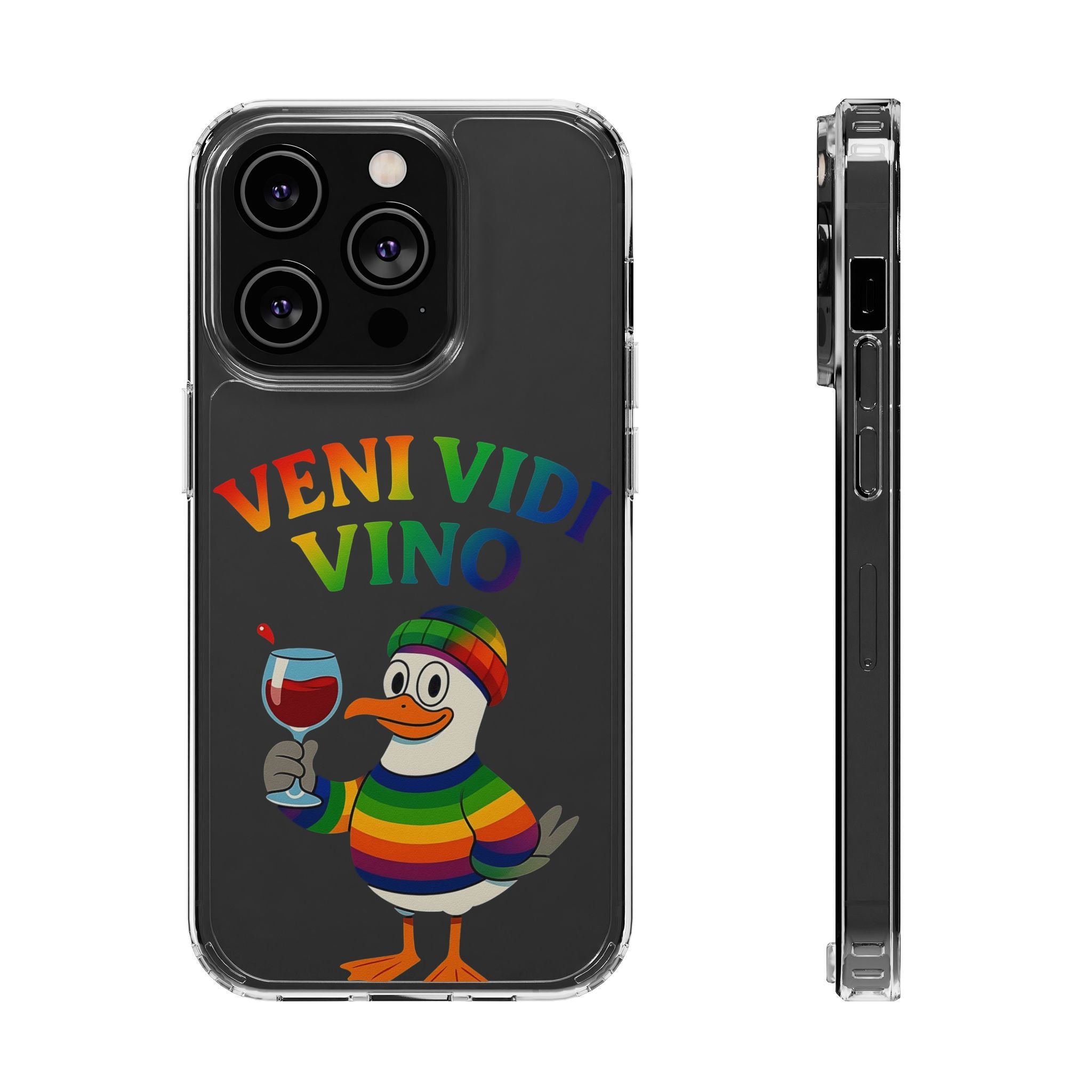 Veni vidi vino - Rainbow Duck clear Impact-Resistant Cases