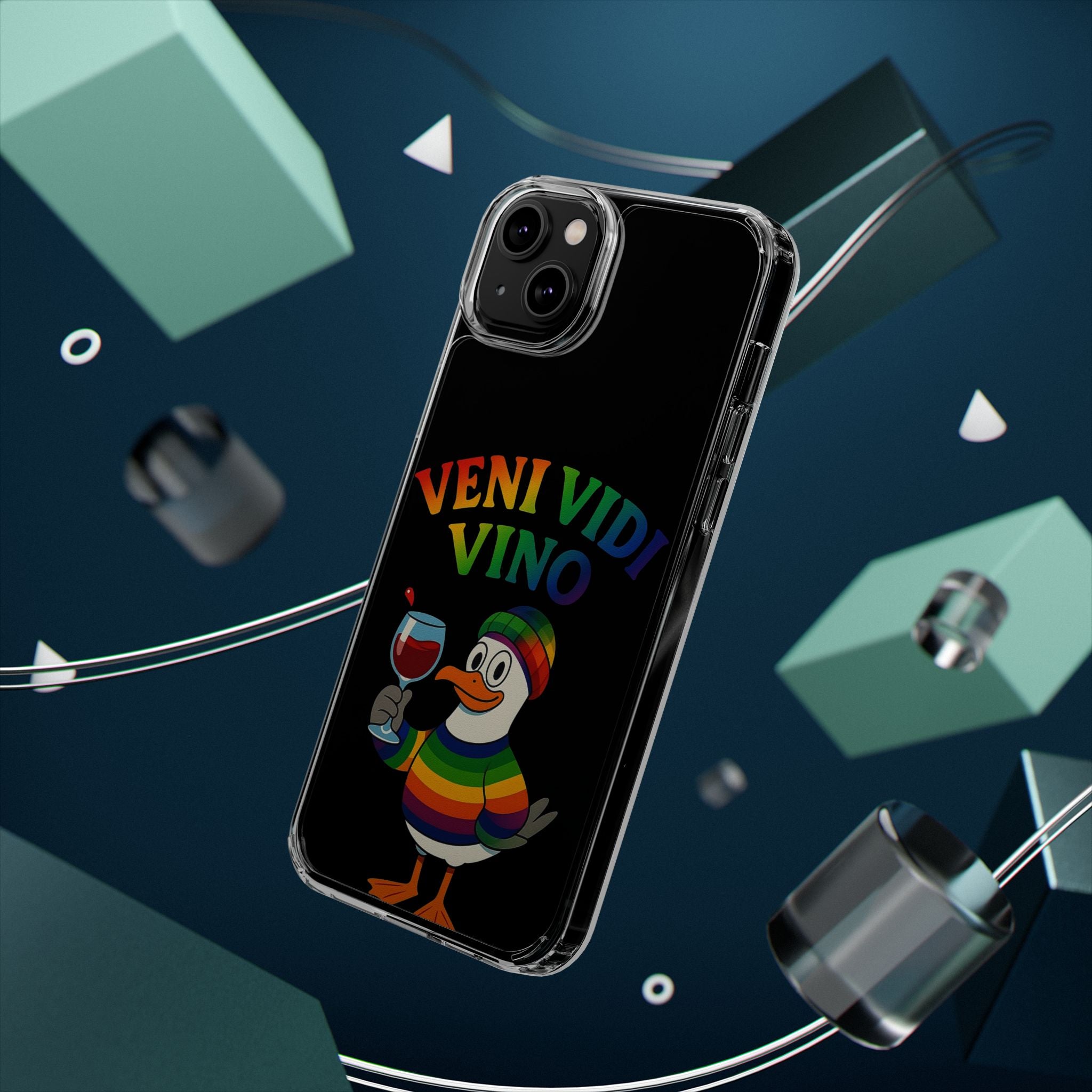 Veni vidi vino - Rainbow Duck clear Impact-Resistant Cases