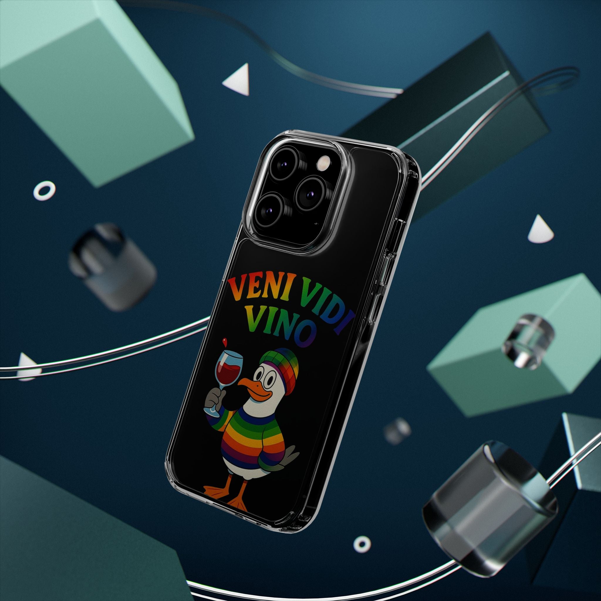 Veni vidi vino - Rainbow Duck clear Impact-Resistant Cases