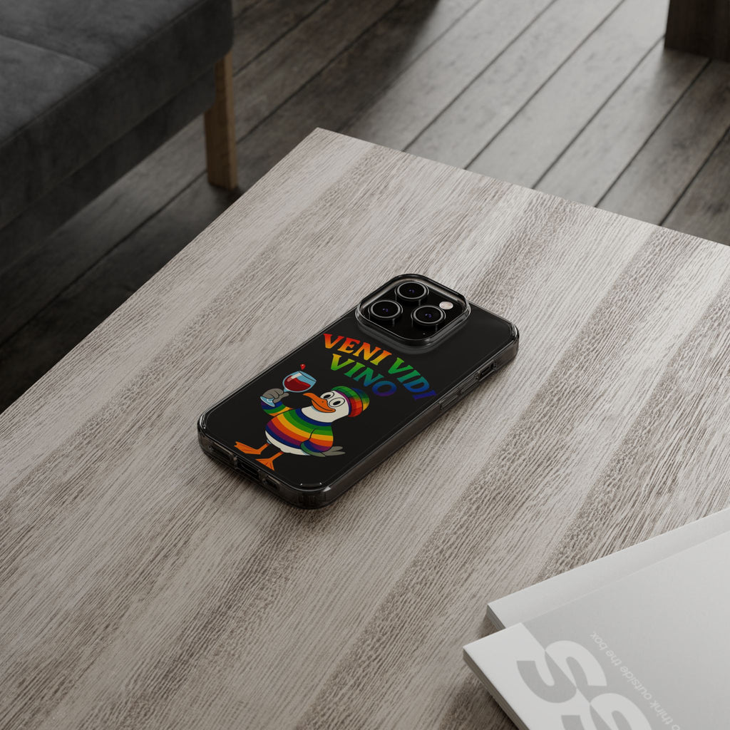 Veni vidi vino - Rainbow Duck clear Impact-Resistant Cases