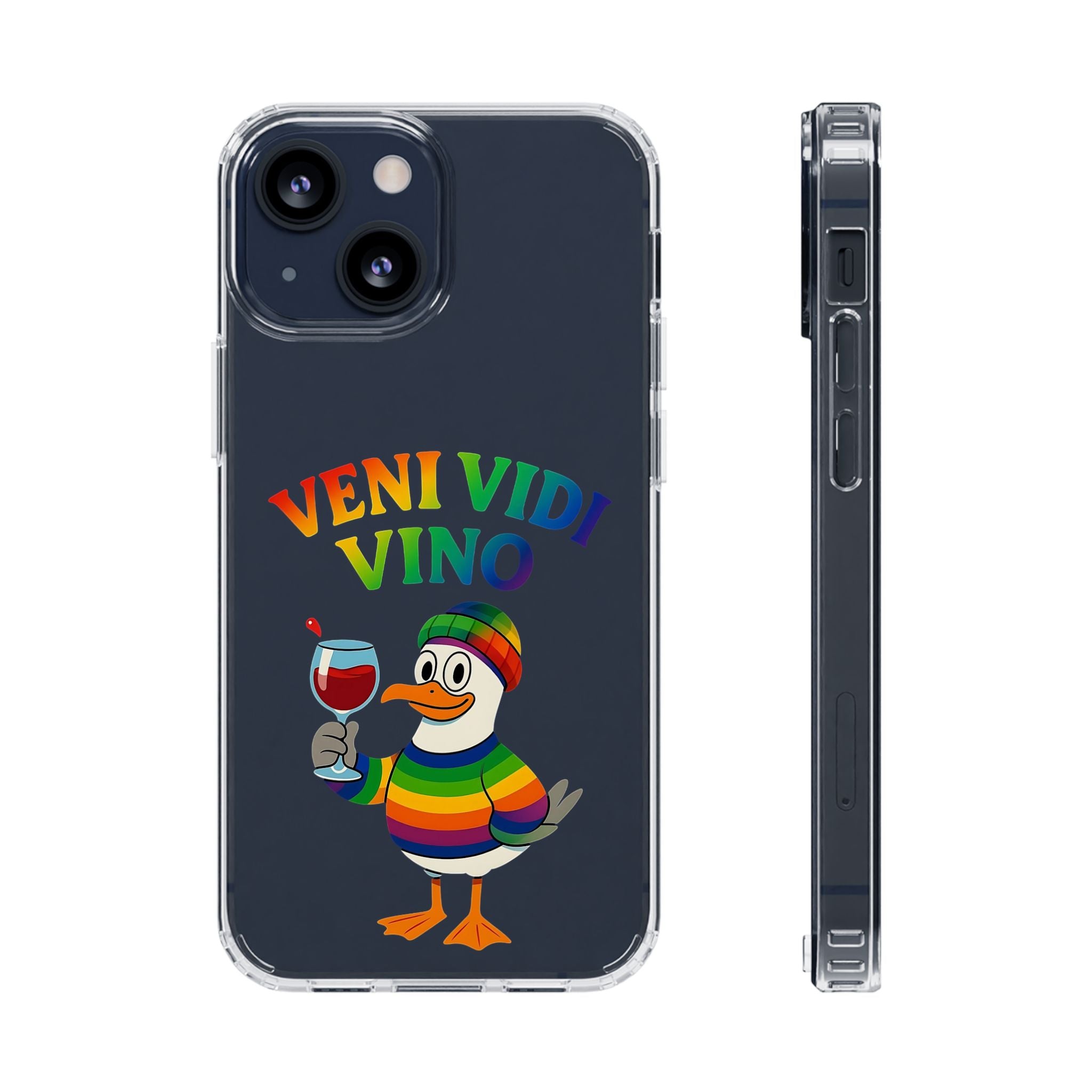 Veni vidi vino - Rainbow Duck clear Impact-Resistant Cases