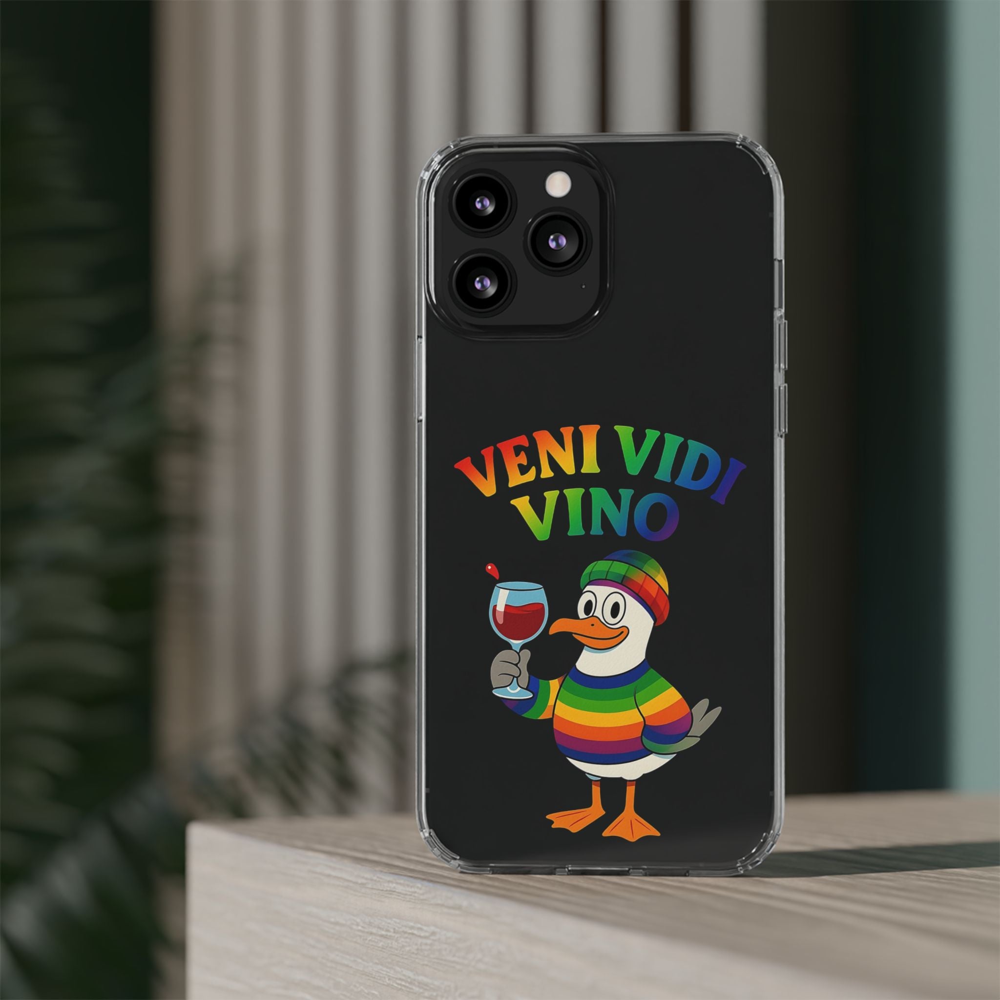 Veni vidi vino - Rainbow Duck clear Impact-Resistant Cases