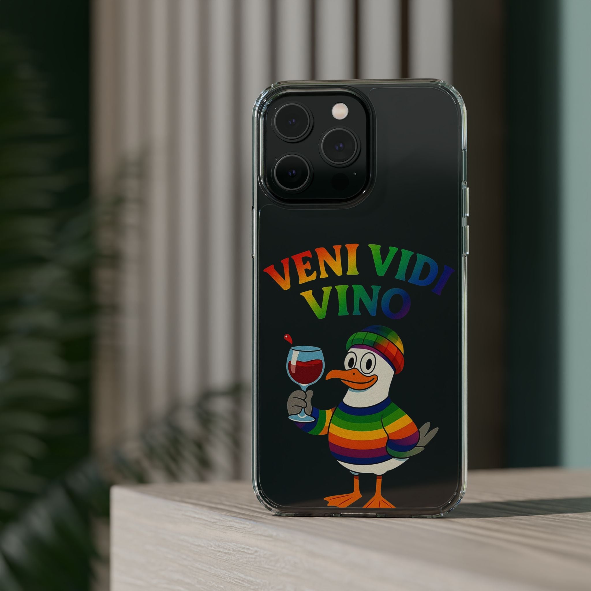 Veni vidi vino - Rainbow Duck clear Impact-Resistant Cases