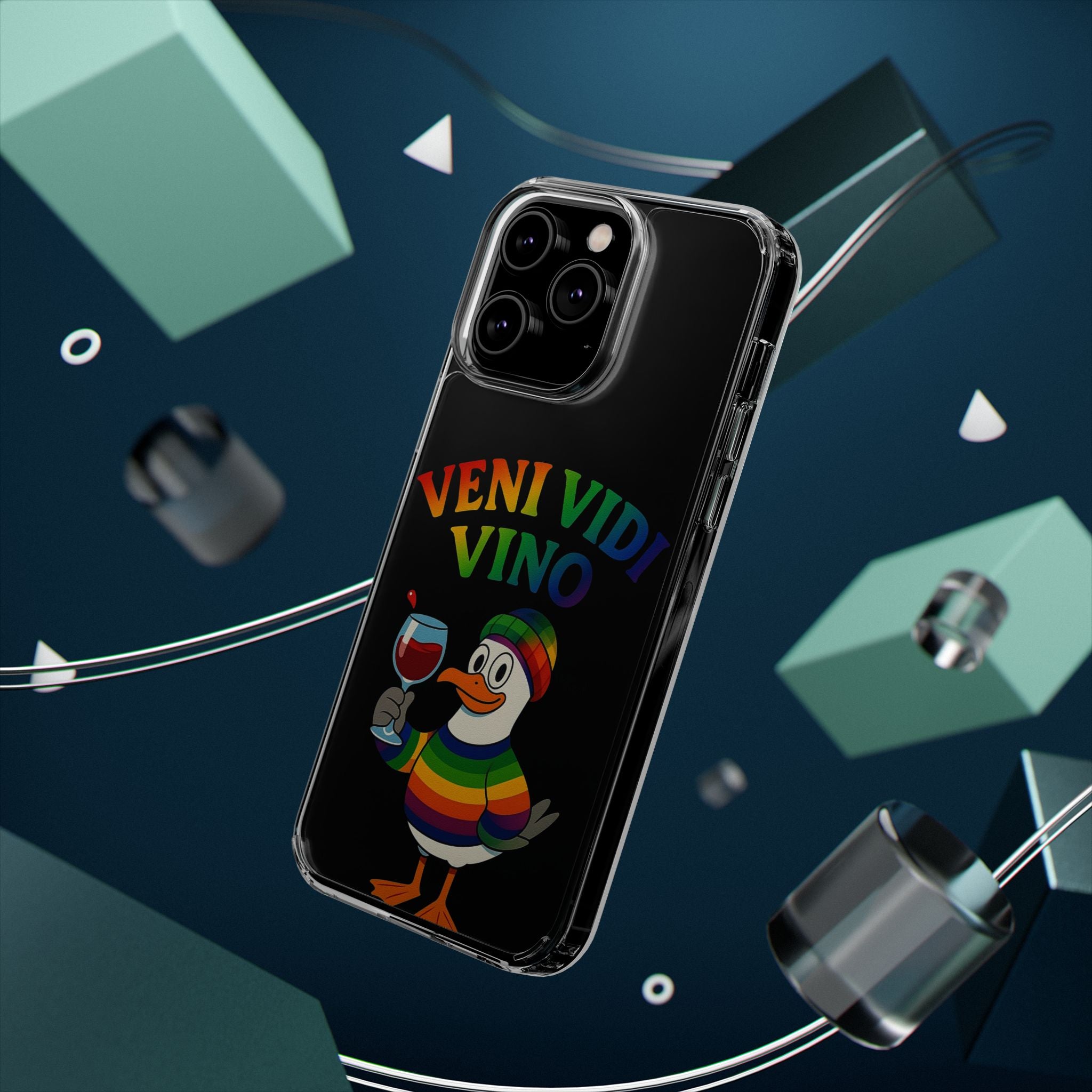 Veni vidi vino - Rainbow Duck clear Impact-Resistant Cases
