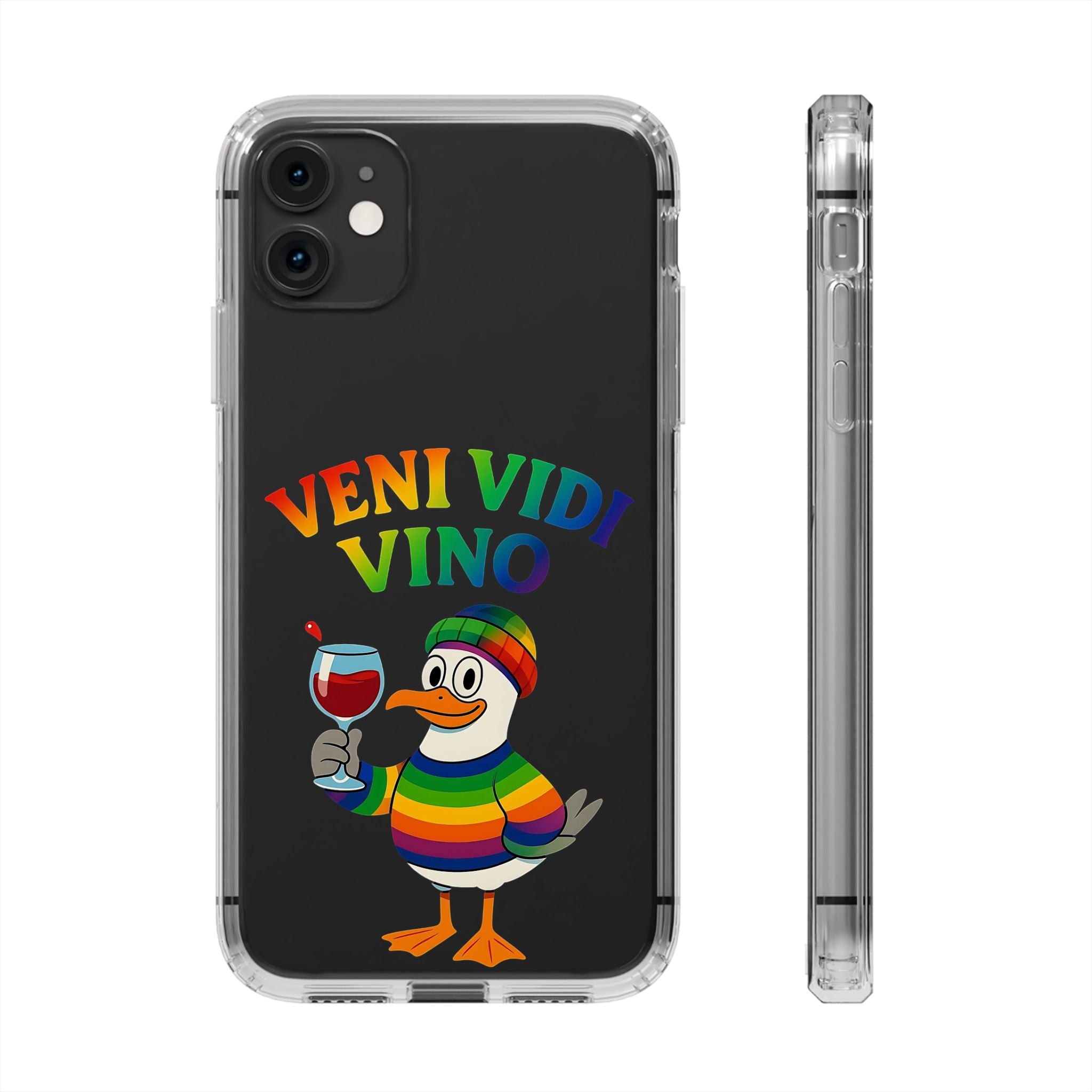 Veni vidi vino - Rainbow Duck clear Impact-Resistant Cases