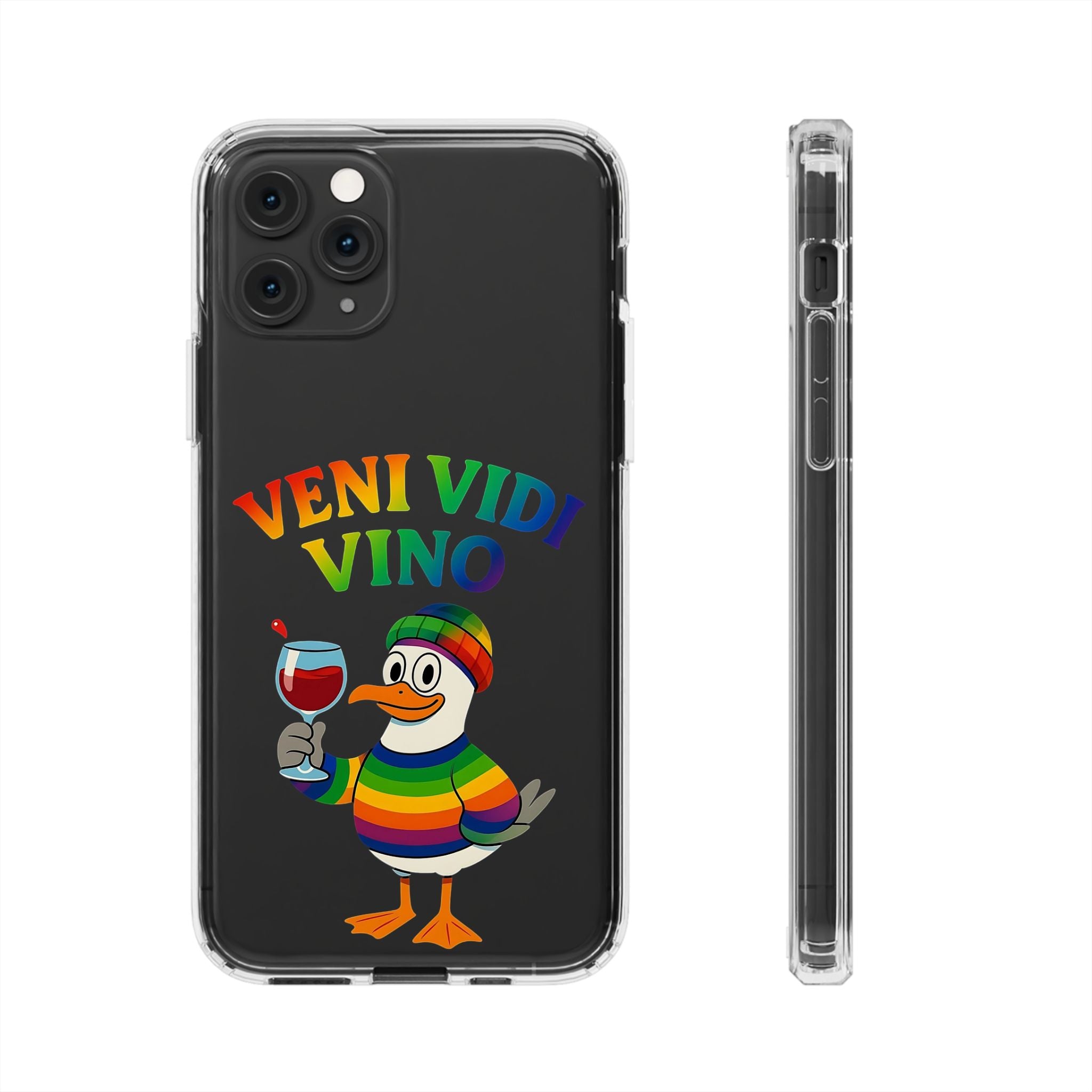 Veni vidi vino - Rainbow Duck clear Impact-Resistant Cases