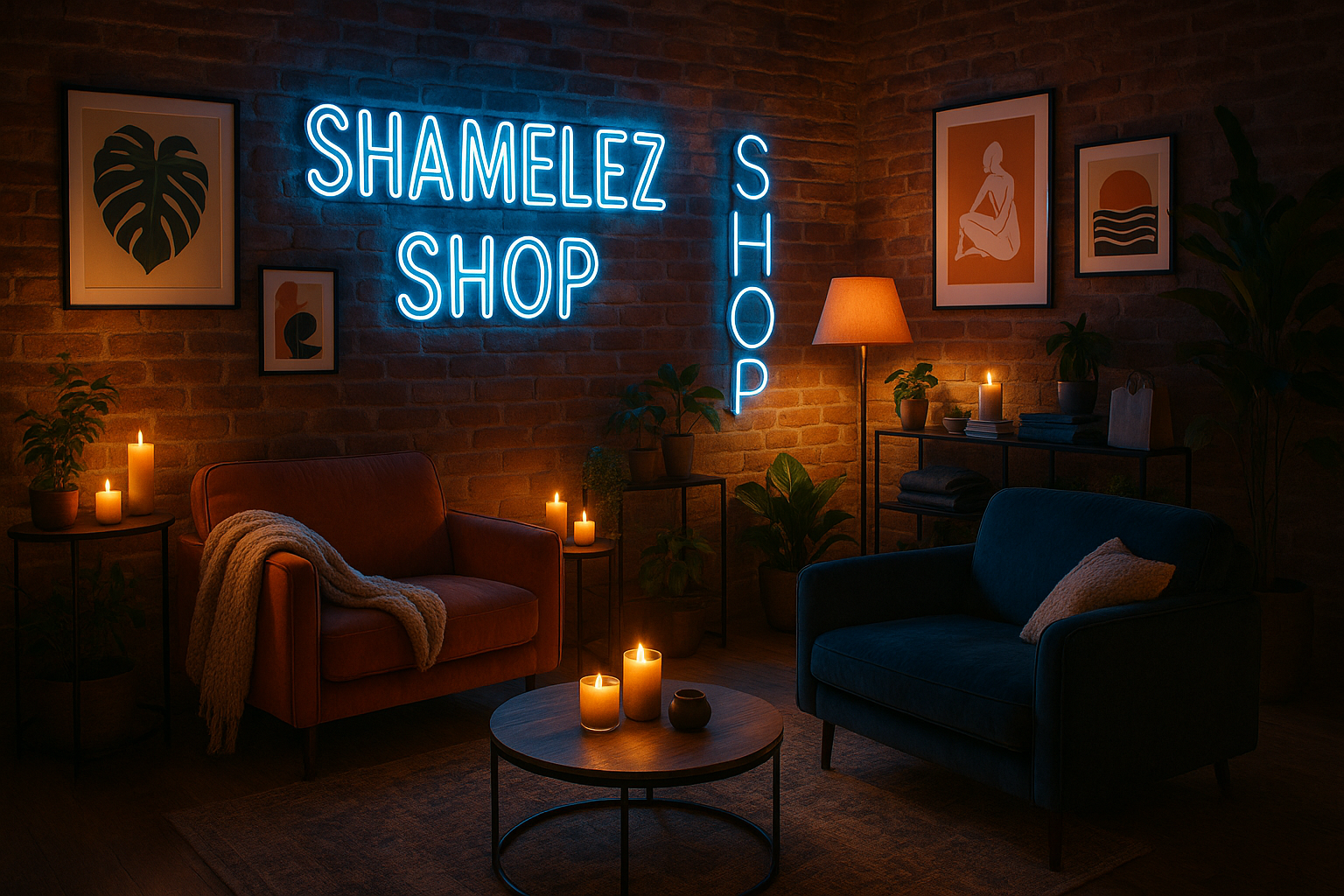Ich brauche ein Bild mit einem cozy vibe doch ziemlich cool um unser Shamelez Shop zu betonen 